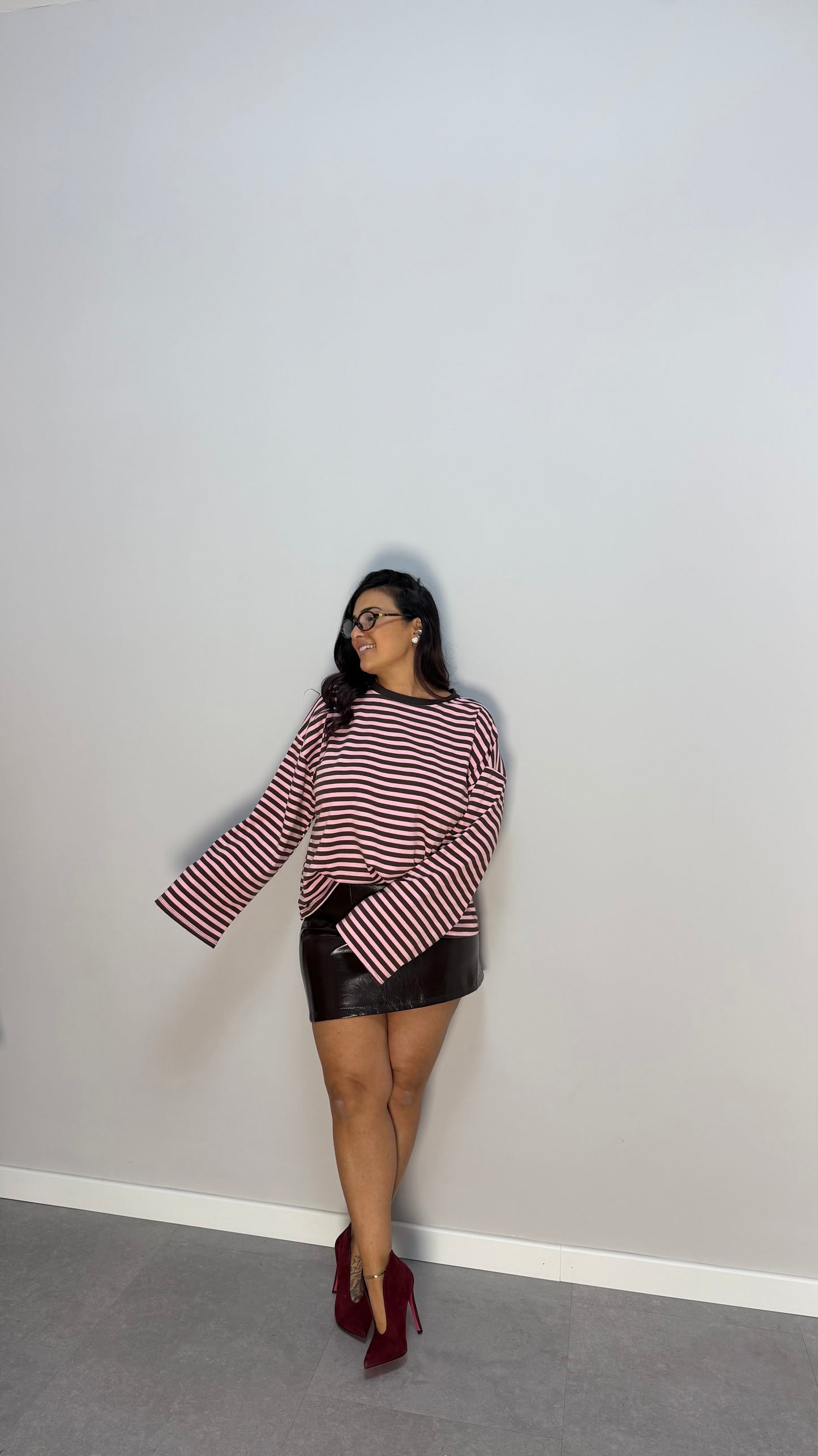 T-shirt Raya over size Rosa Marrone F1109