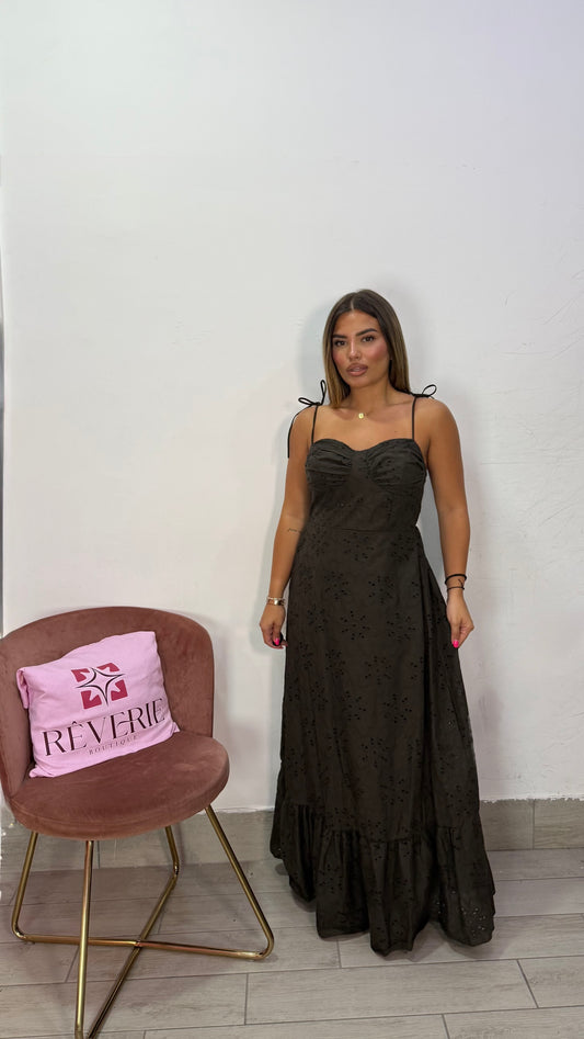 Dress Flavia Marrone in Sangallo MS57613