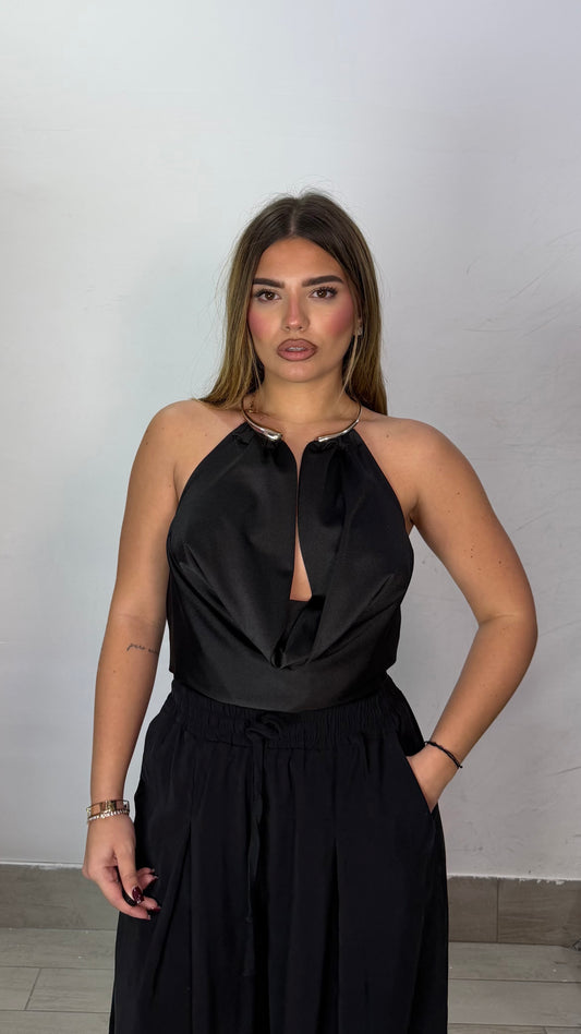 Body Choker Nero in lycra 37962
