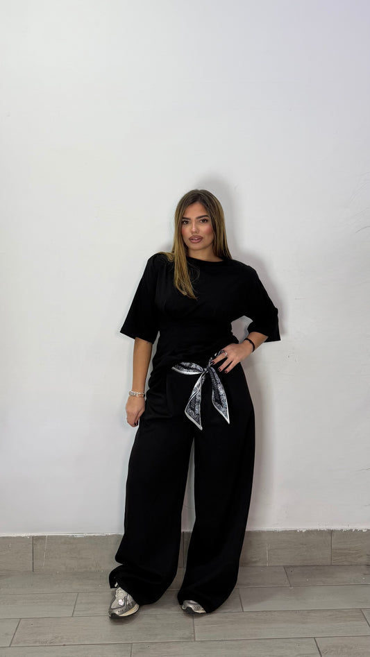 Pantalone Robbie Nero con cintura FO14