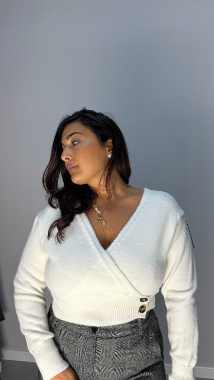 Maglioncino Cross bianco in lana rasata 24631