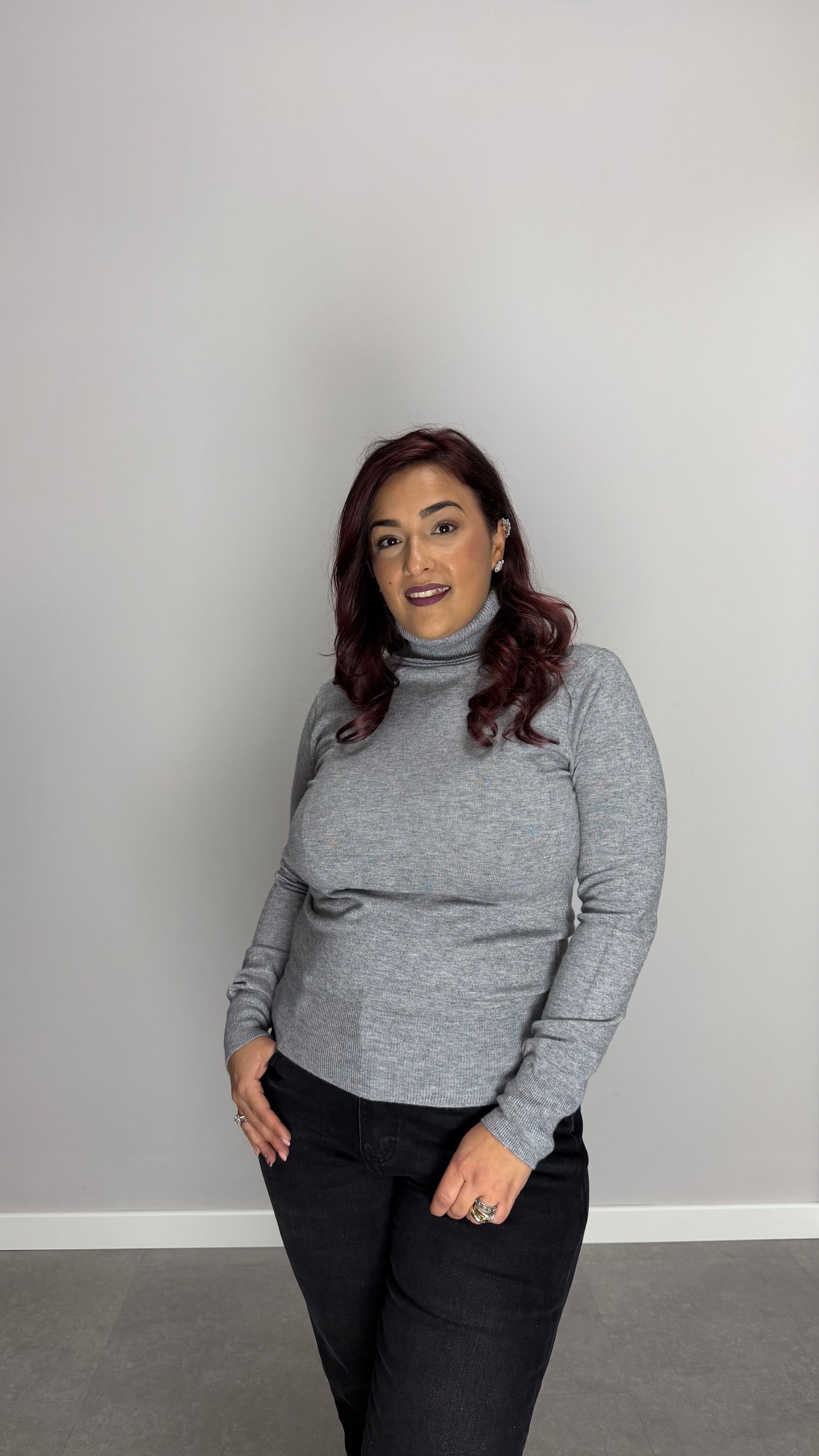 Pull Pring Collo alto in lana rasata grigio 0803