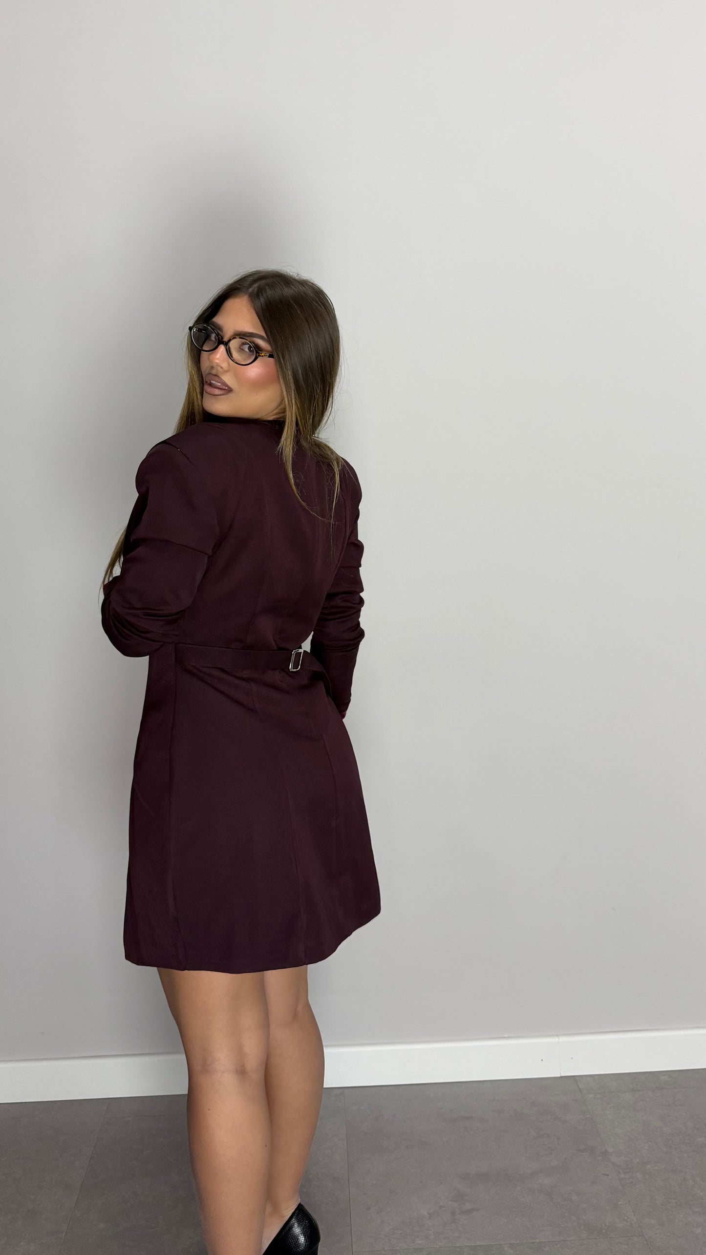 Dress Celine Bordeaux con Fibbia su punto vita 683