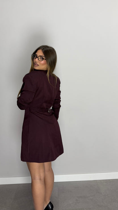 Dress Celine Bordeaux con Fibbia su punto vita 683