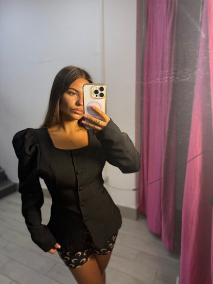 giacca con manica a palloncino nera