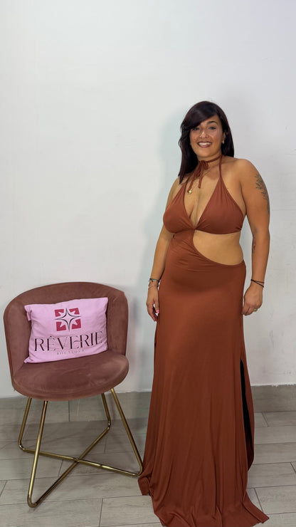 Dress Oia Ruggine in tessuto 3123