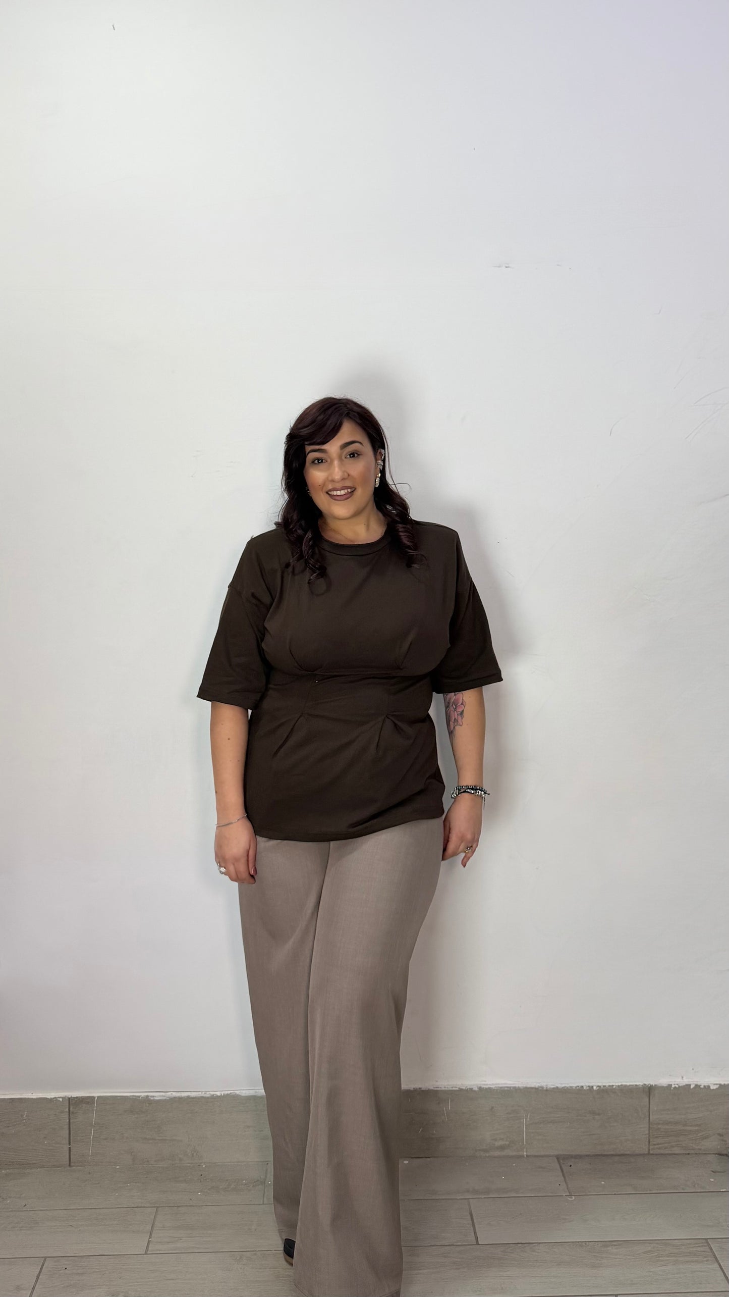 Maglia Bustier Marrone Mezza manica FO4