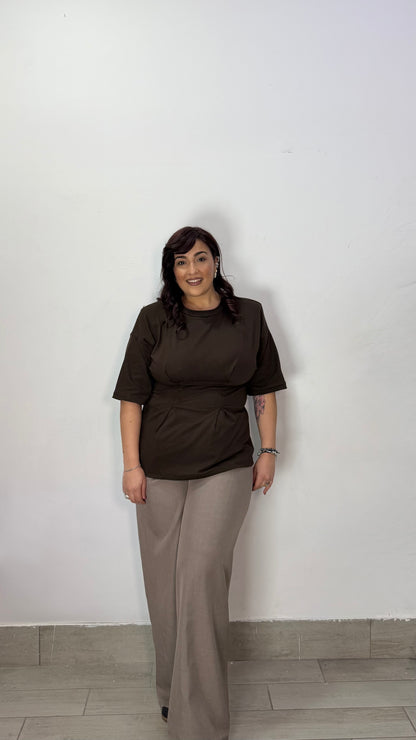 Maglia Bustier Marrone Mezza manica FO4