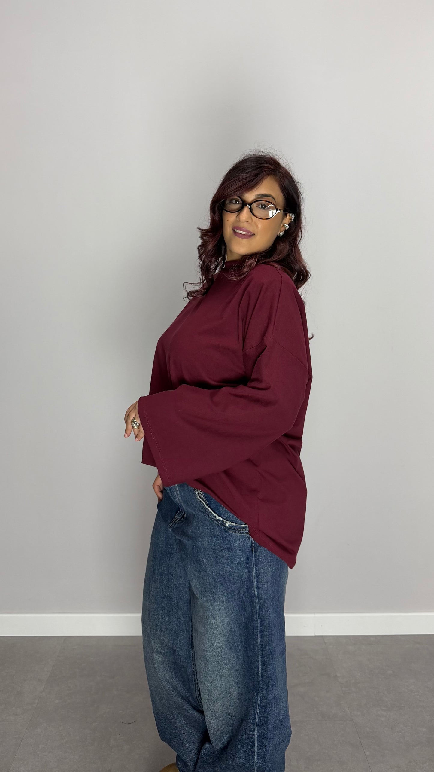 T-Shirt Silhouette con spalline bordeaux TS44