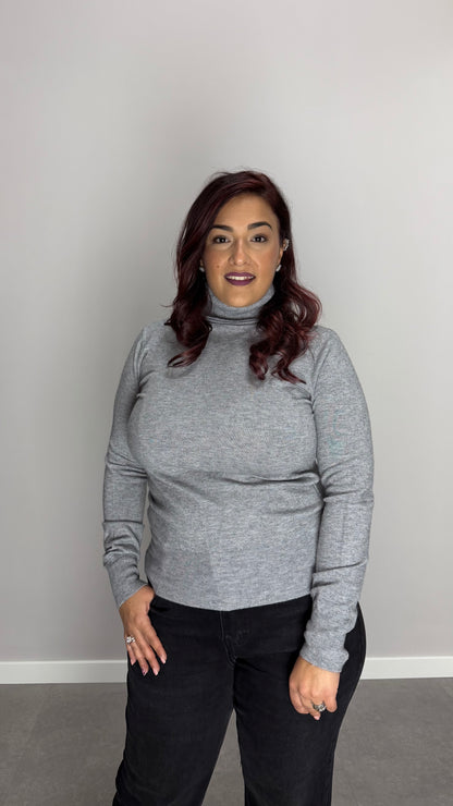 Pull Pring Collo alto in lana rasata grigio 0803