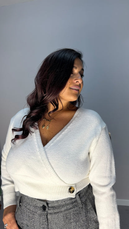 Maglioncino Cross bianco in lana rasata 24631