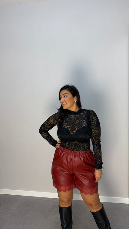 Pantaloncino Moon in pelle Bordeaux PM44