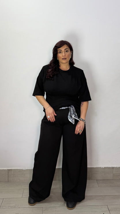 Pantalone Robbie Nero con cintura FO14