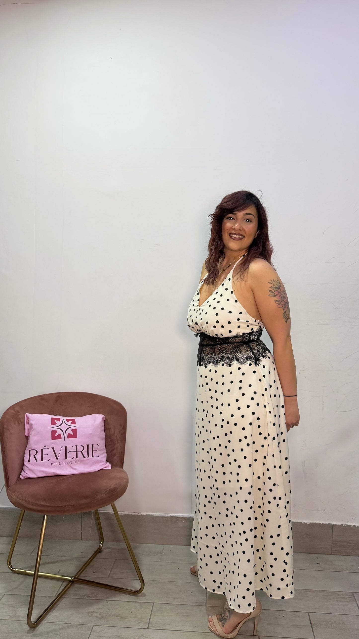 Dress Love in Dots in raso con merletto LY203