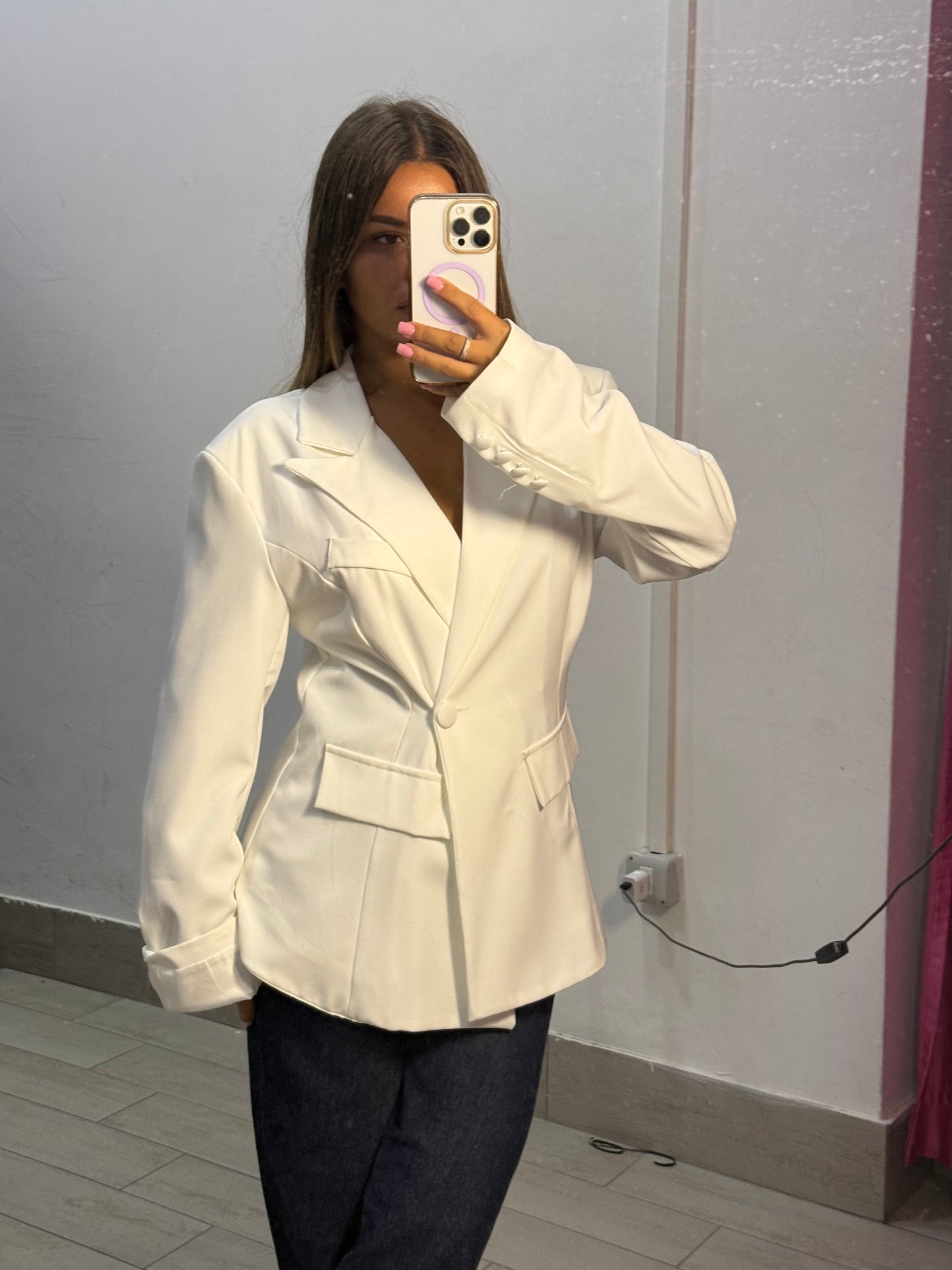 giacca con bottone asimmetrico 88020