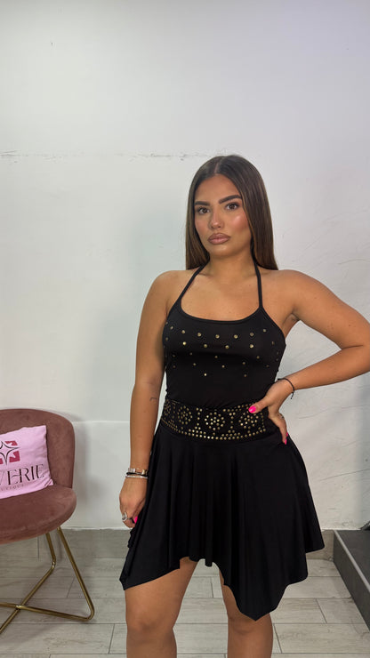 Top Whenever Nero con laccetto in lycra 14813