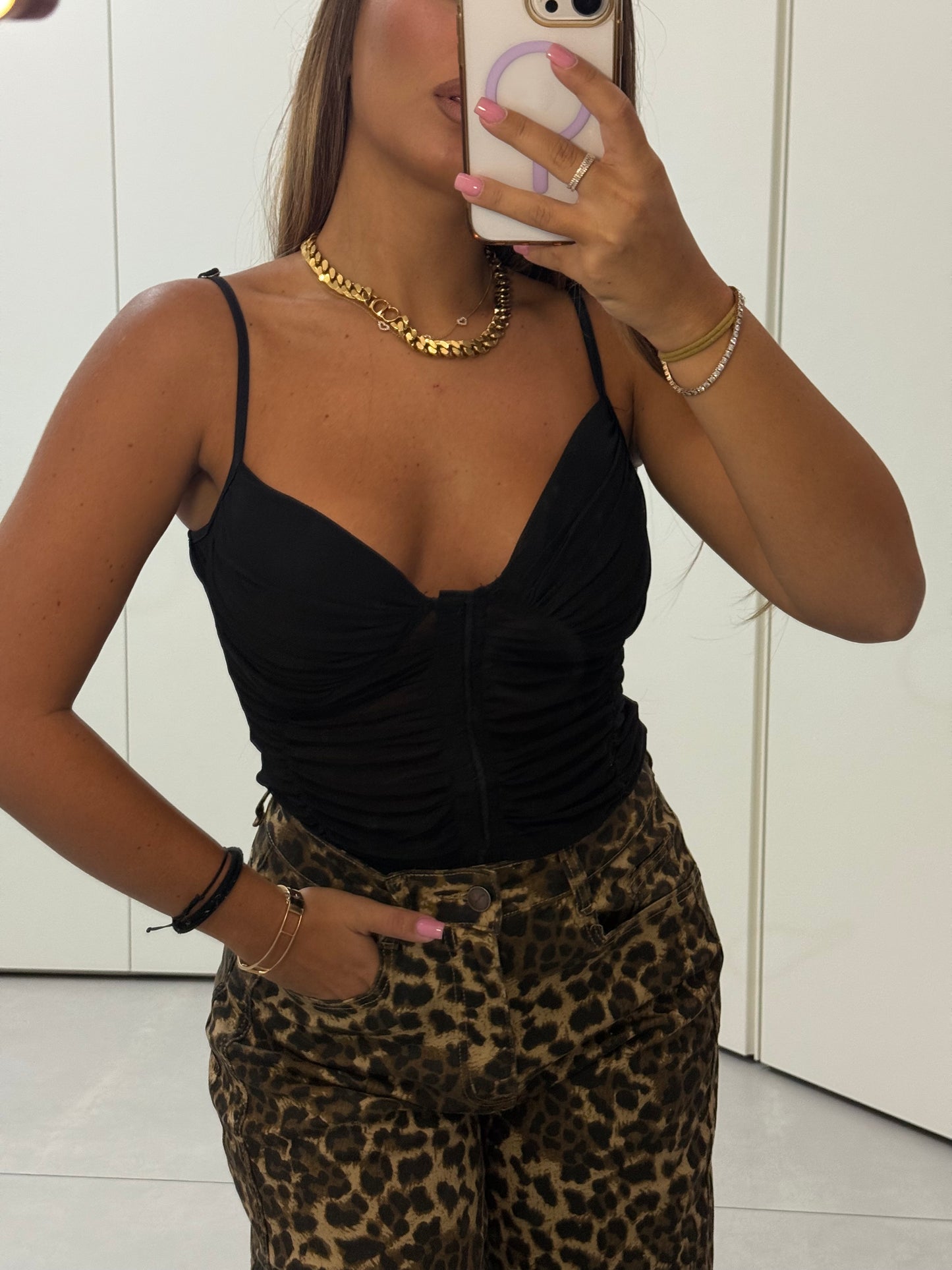 body semi velato nero L626