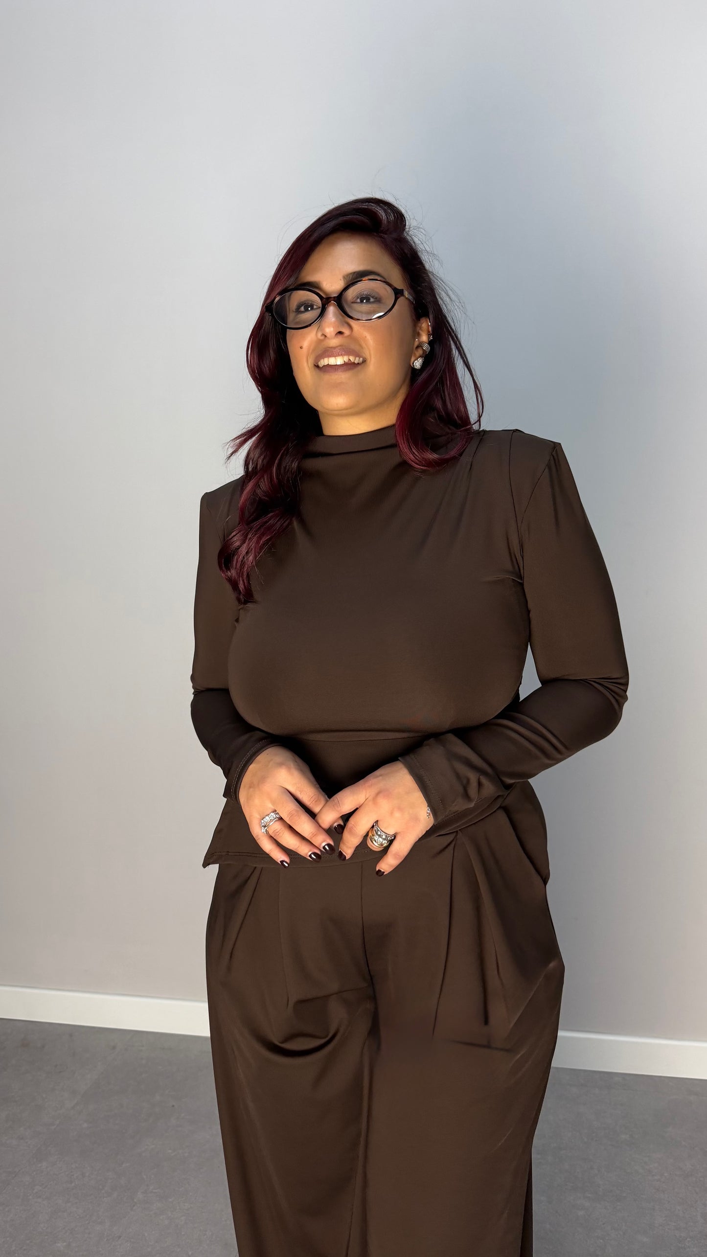 Coordinato Siera Marrone in licra con spalline 16557