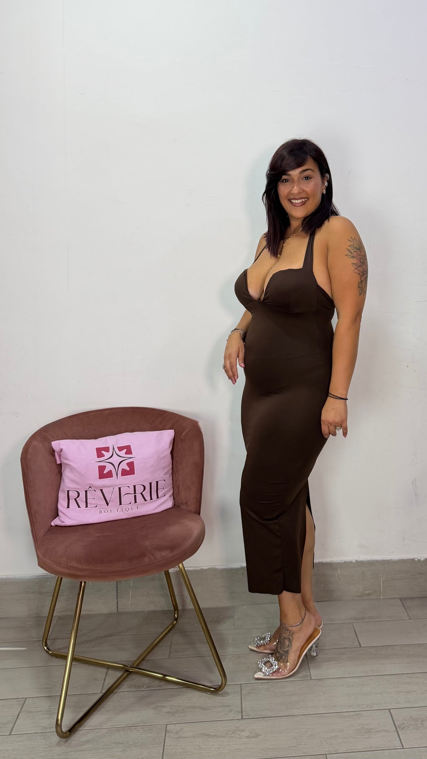Dress Stefy Marrone in lycra 22328