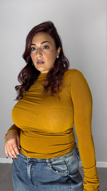 Shirt Velattissime in Cashmere Senape 28150