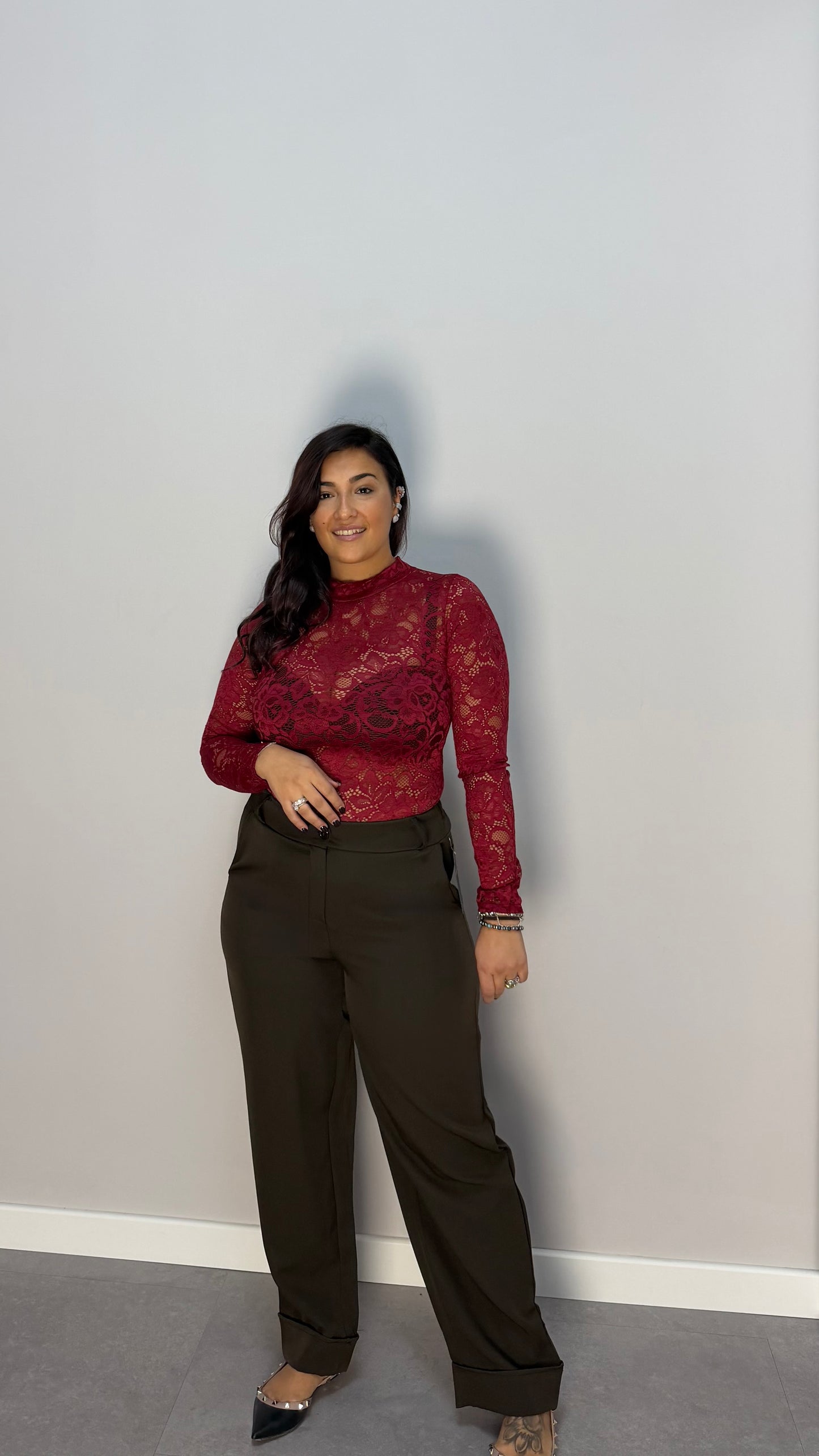 Pantalone Miss con piega Marrone PC44