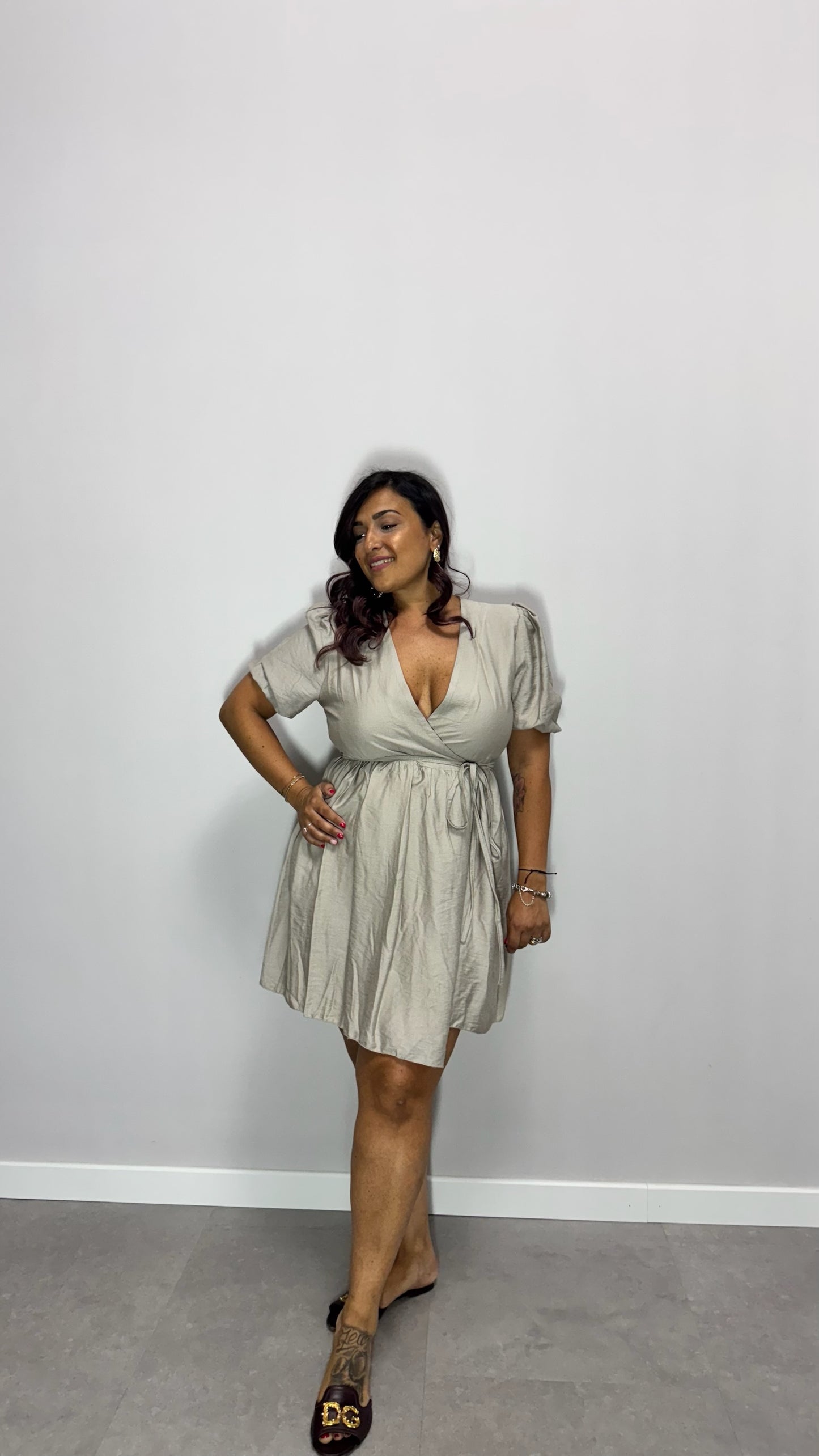 Mini dress cross beige