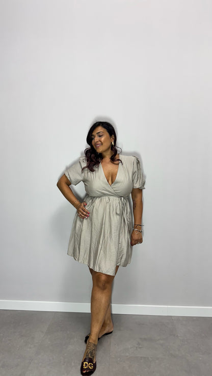 Mini dress cross beige