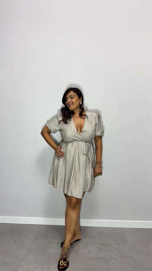 Mini dress cross beige