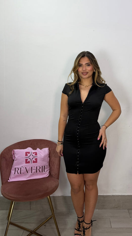 Dress Sofia Nero in Lycra con gancetti 27773