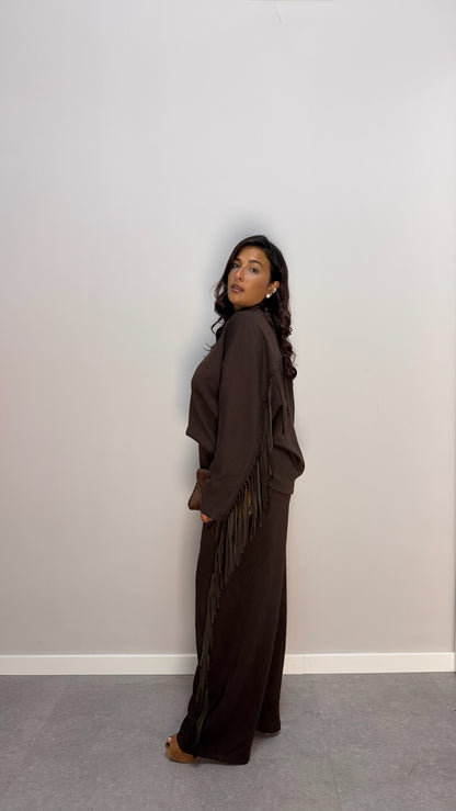 Tuta Casual con frange marrone Lumina 3378-77