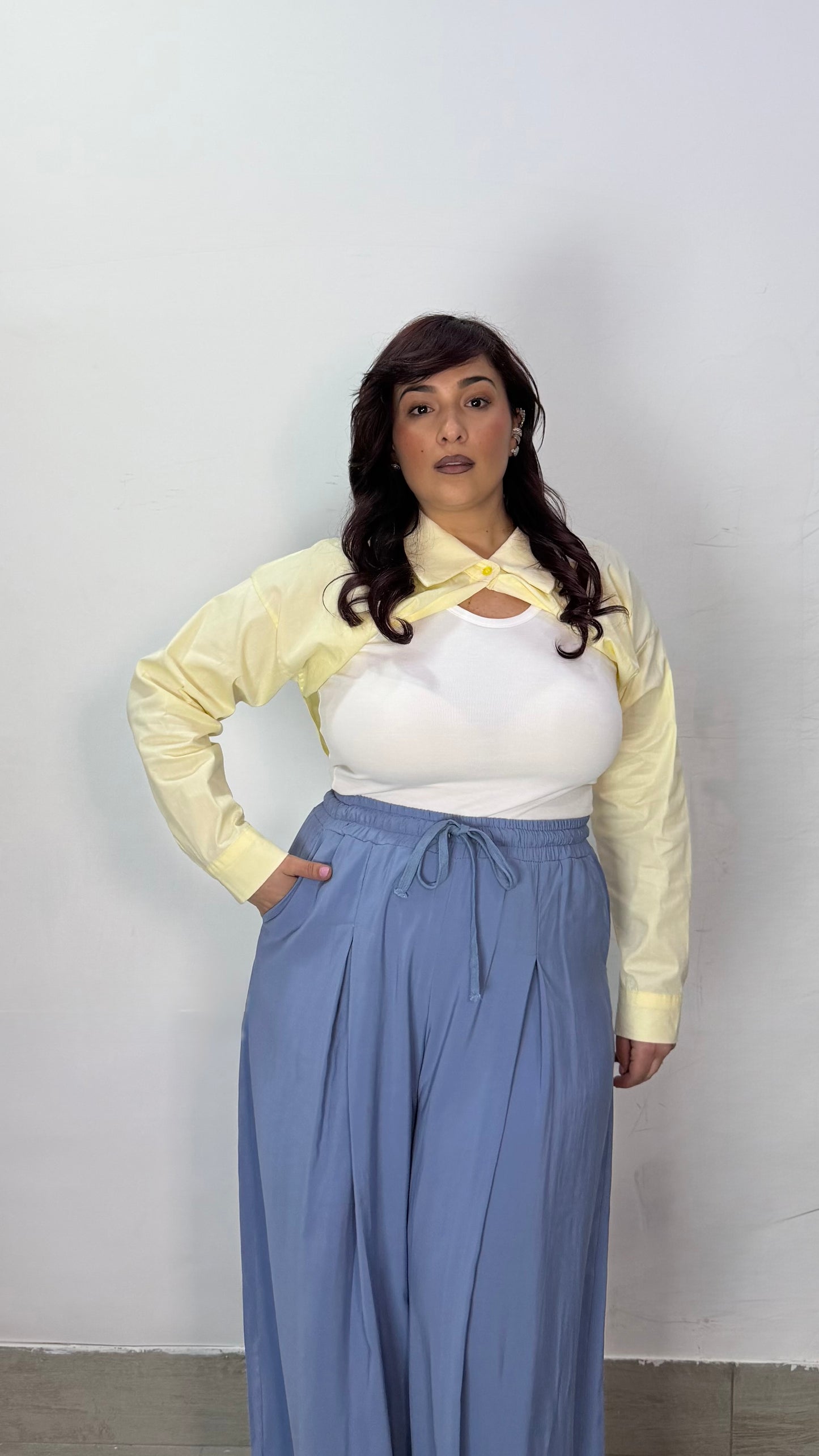 Top Nerea Giallo canotta con sovracamicia 60962