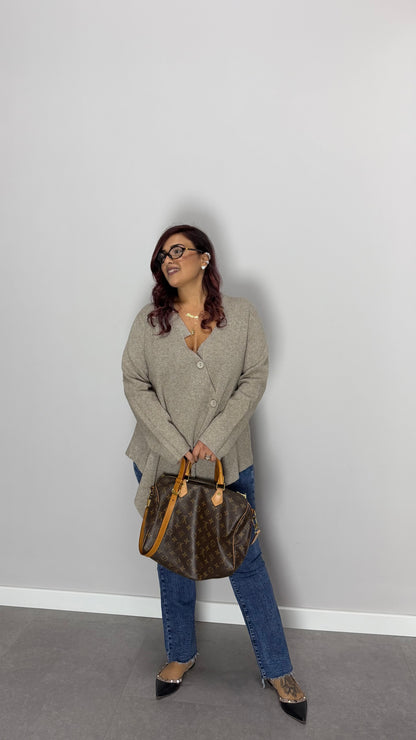 Pull CrossCardi Beige in lana rasata G168