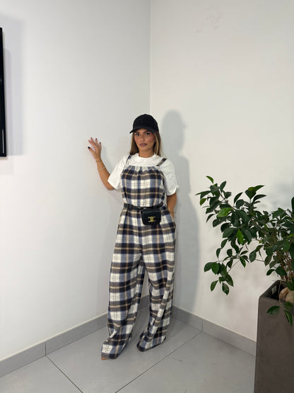 Salopette in Flanella Checkland Blu 25696