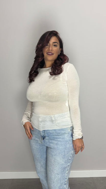 Shirt Velatissime scollo a barca Bianca 37981