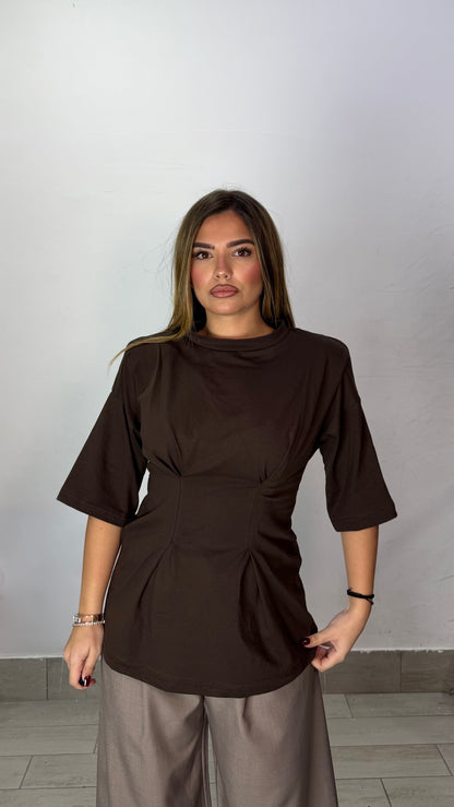 Maglia Bustier Marrone Mezza manica FO4