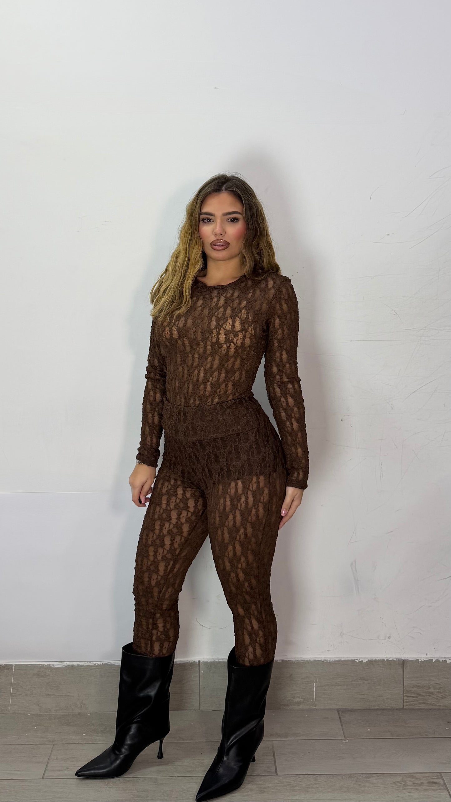 Leggings Rebrodè con Ghette Marrone 16608