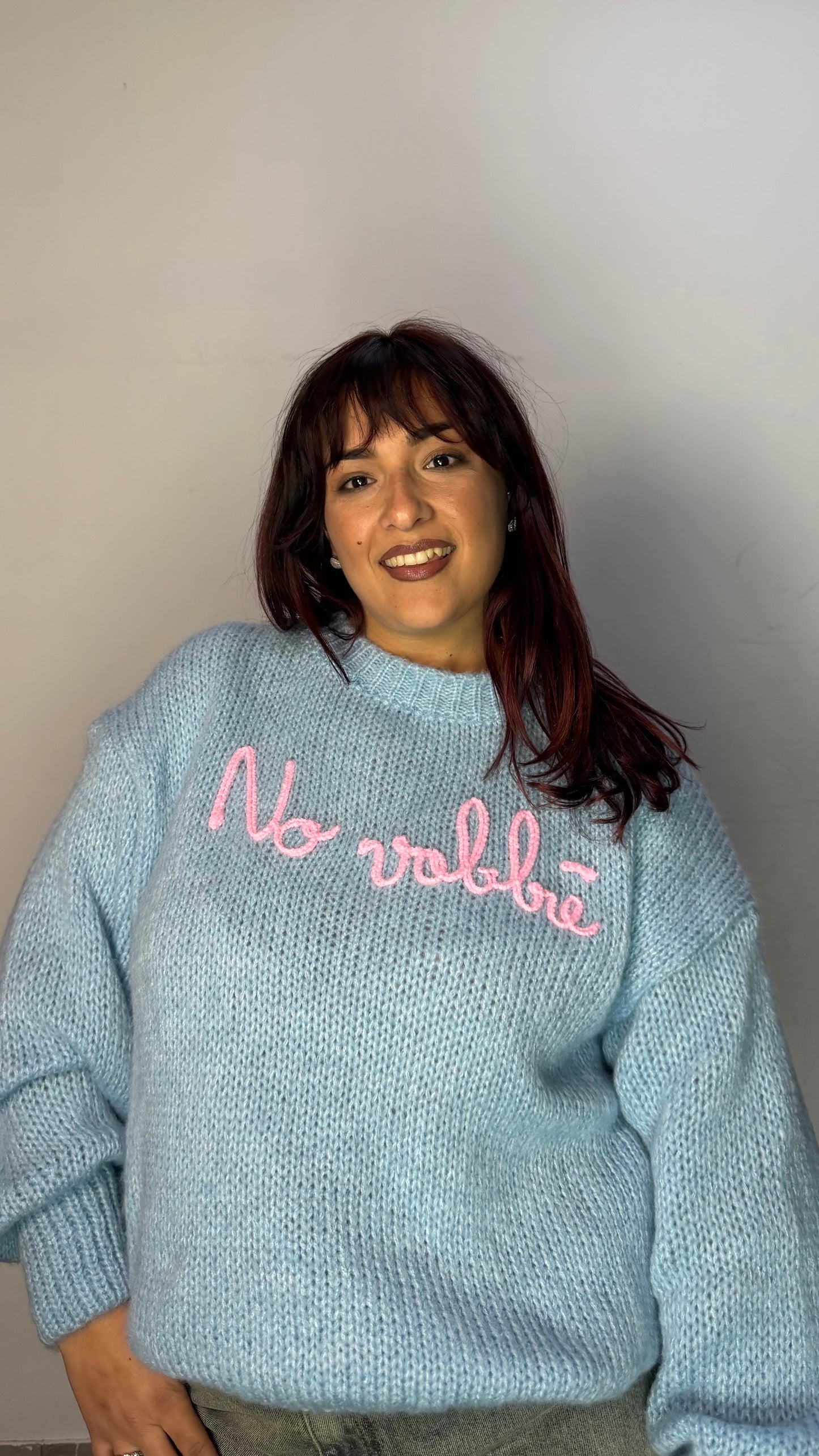 Maglioncino No Vabbè Azzurro e Rosa 3176