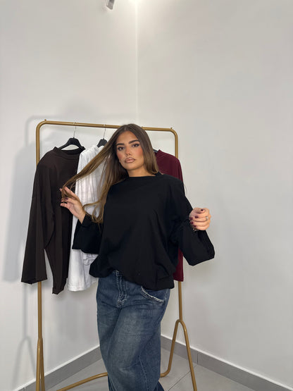 T-Shirt Silhouette con spalline Nera TS44