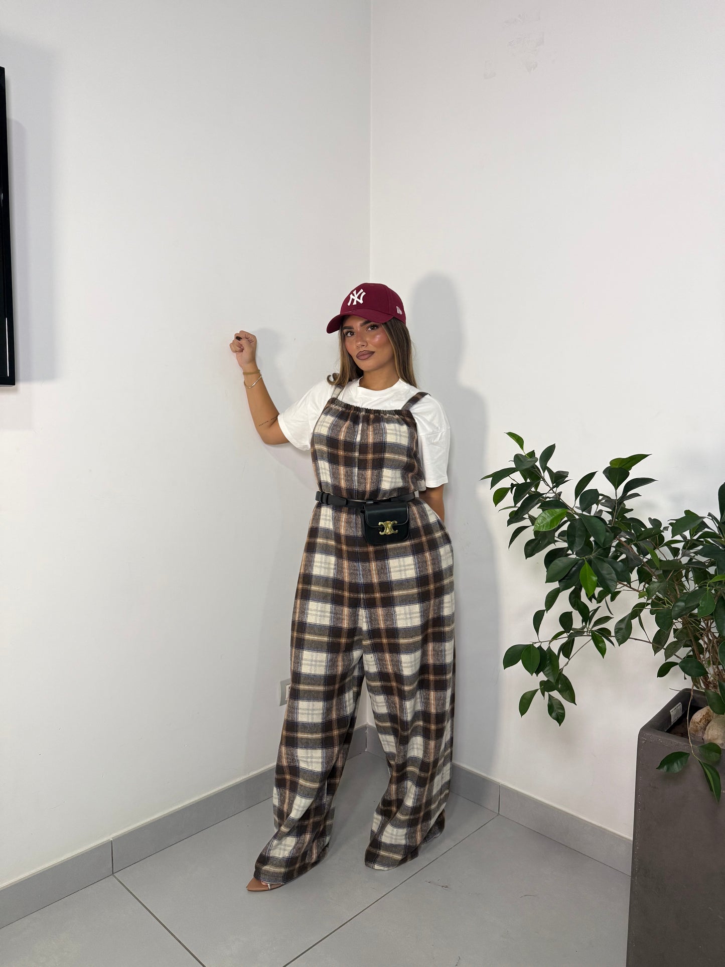 Salopette in Flanella Checkland Marrone 25696