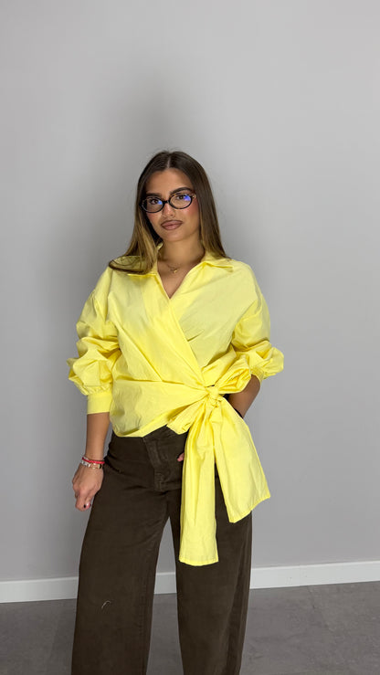 Camicia Nodo d’Amore Gialla in cotone C80891T