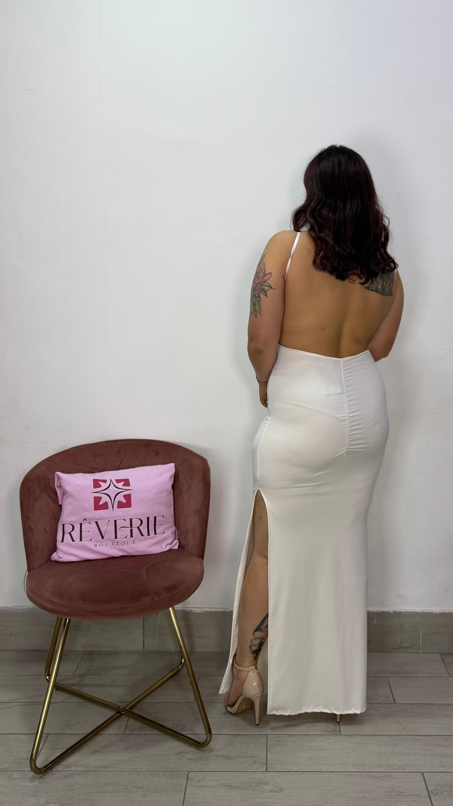 Dress Daisy Bianco in Lycra con arriccio 9960