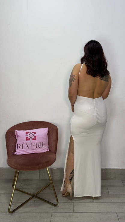 Dress Daisy Bianco in Lycra con arriccio 9960