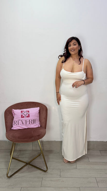 Dress Daisy Bianco in Lycra con arriccio 9960