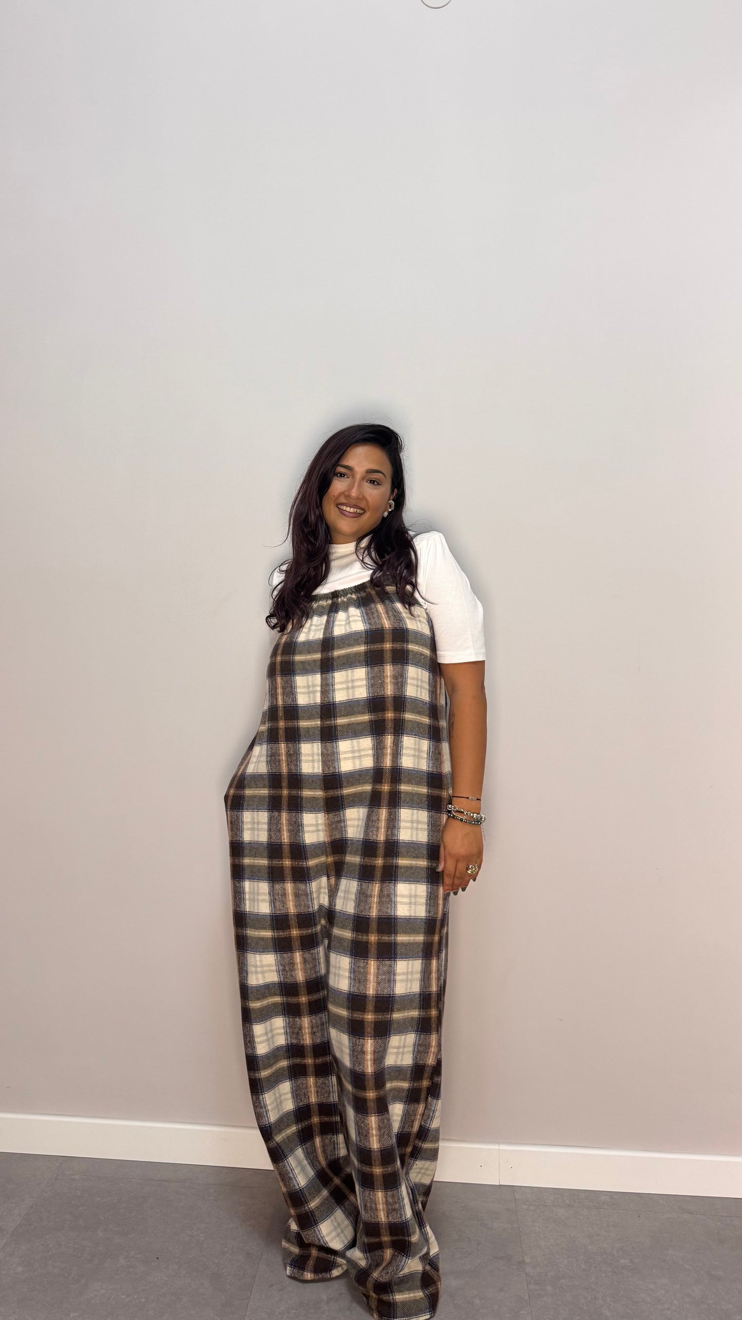 Salopette in Flanella Checkland Marrone 25696