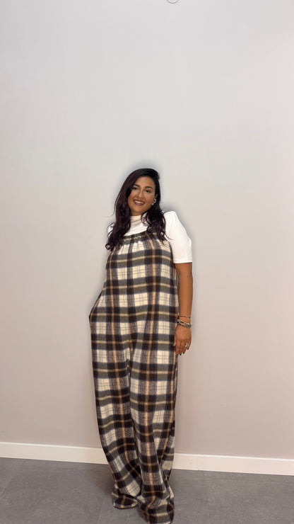 Salopette in Flanella Checkland Marrone 25696