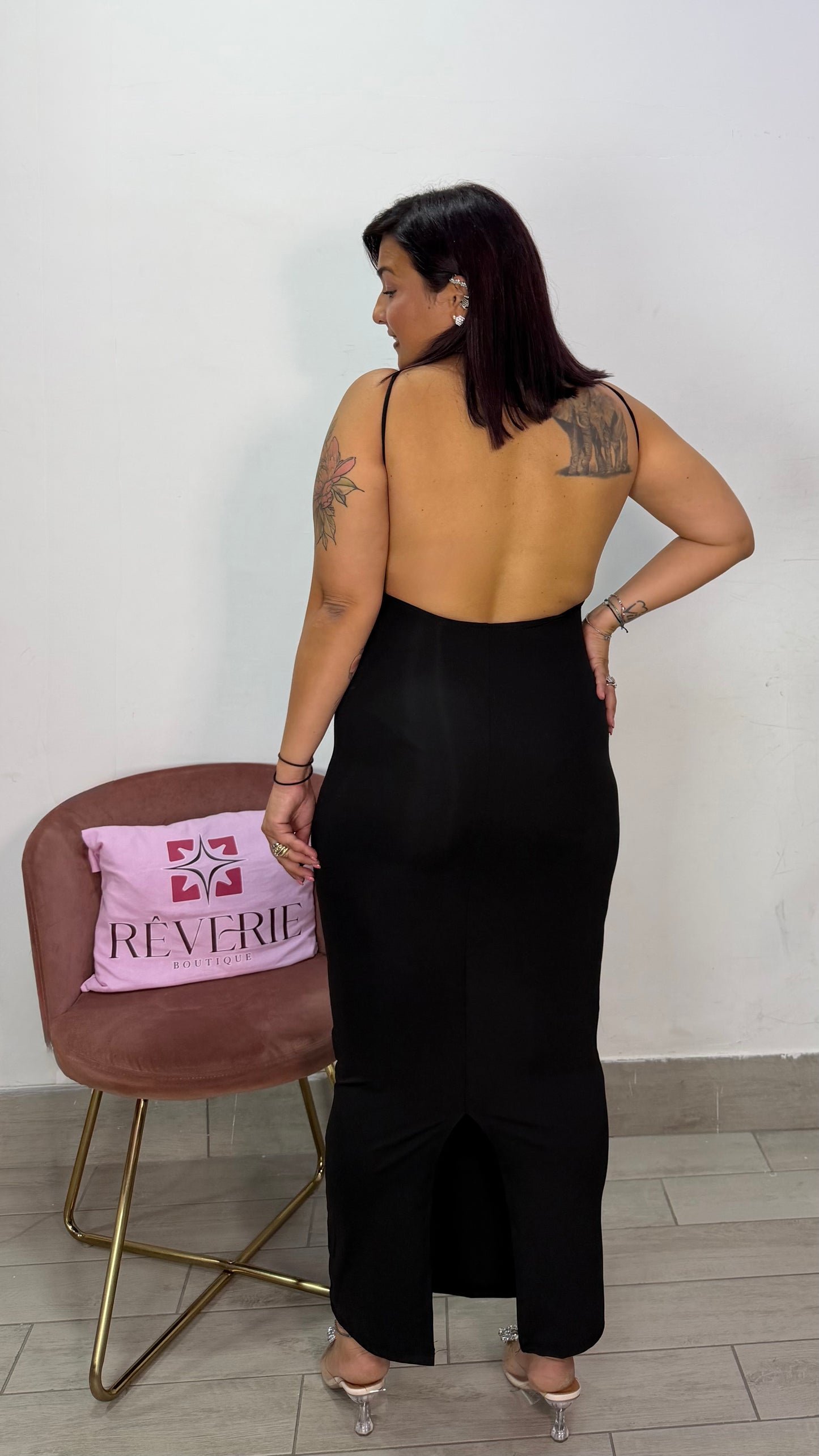 Dress Liscio Nero in Lycra 22289