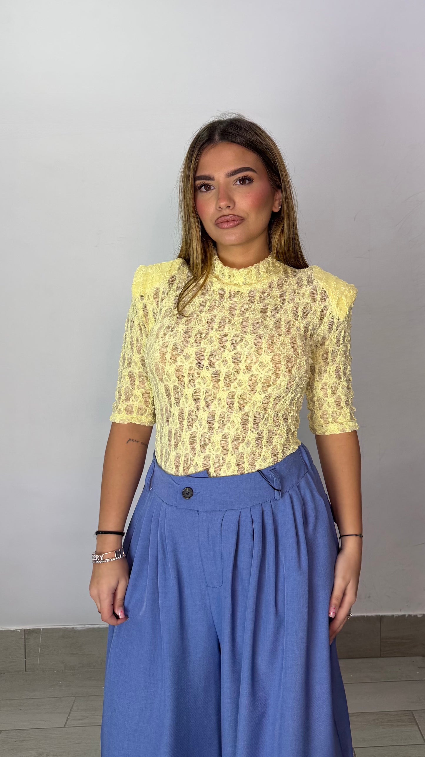 Body Peonia con spalline Giallo mezza manica 16621