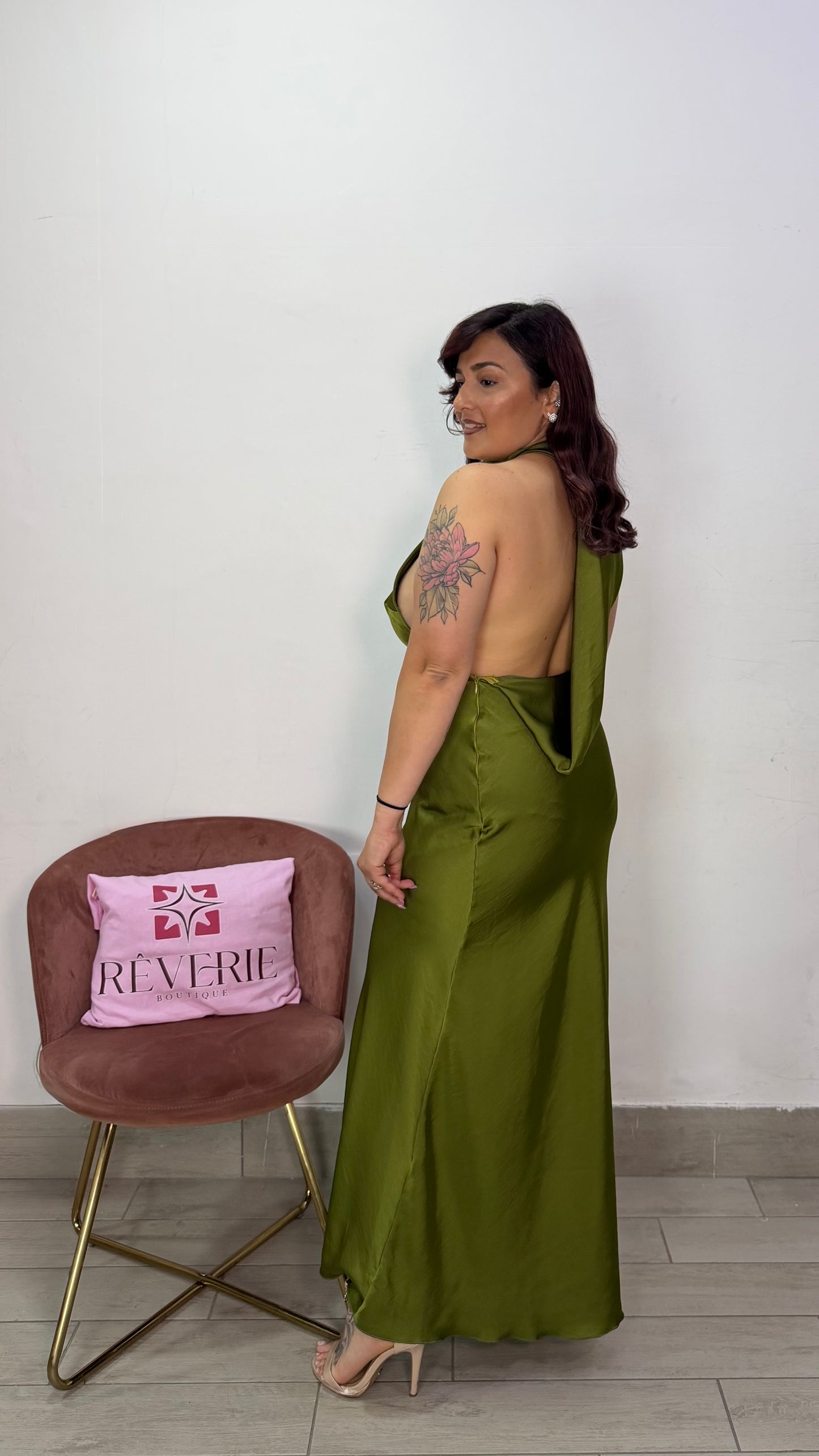 Dress Reita Verde in raso 27536