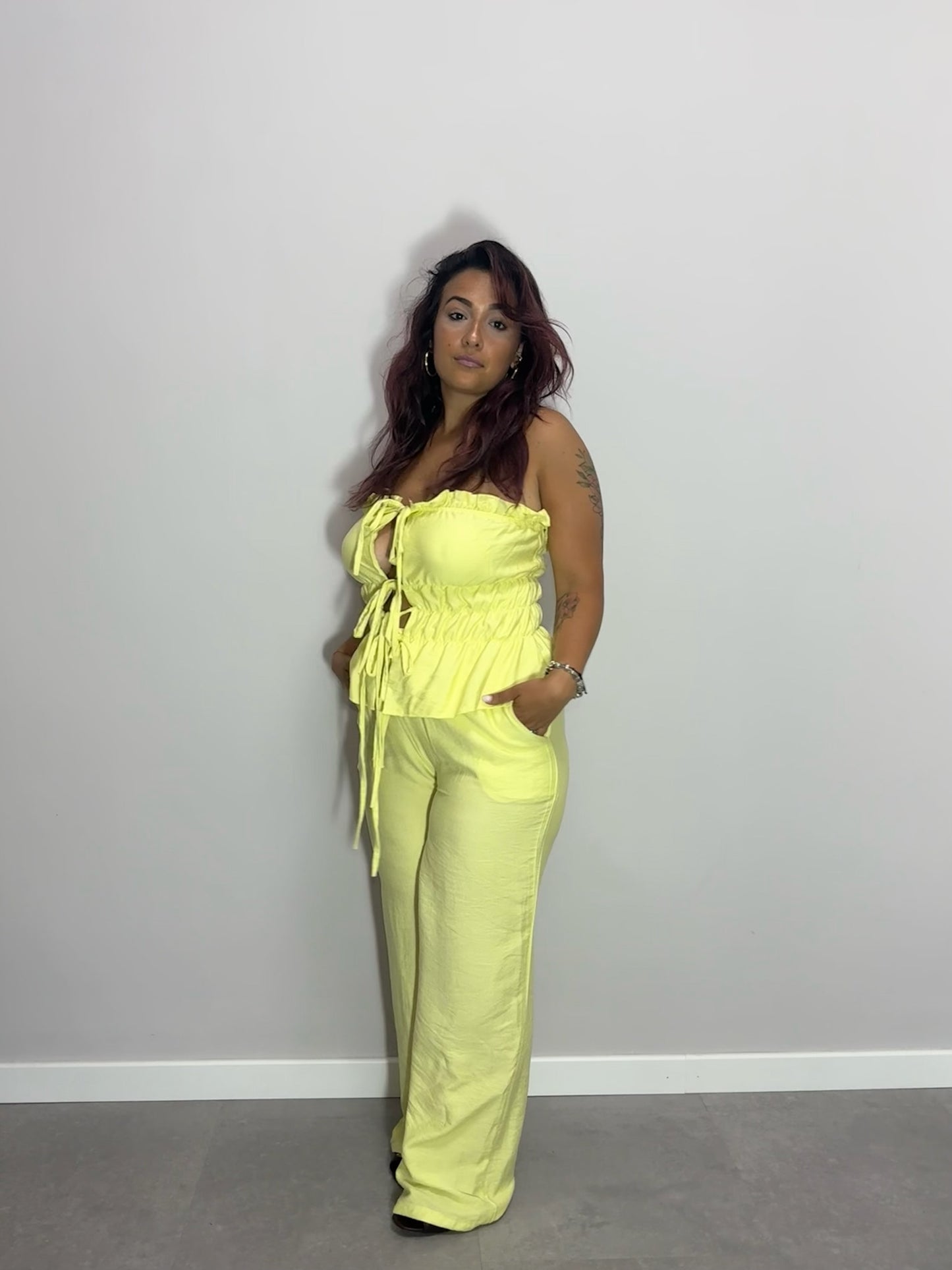 Coordinato in lino Samanta giallo