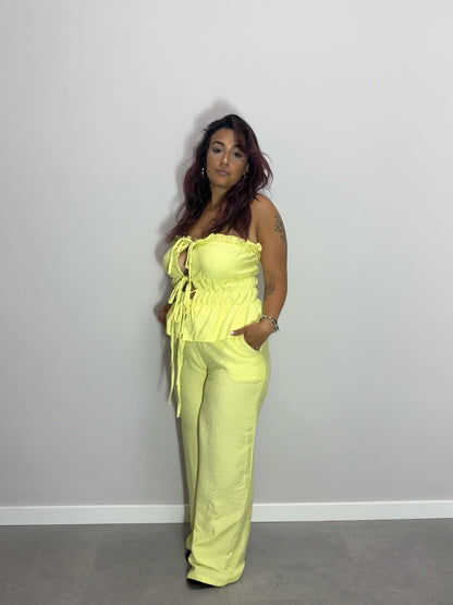 Coordinato in lino Samanta giallo